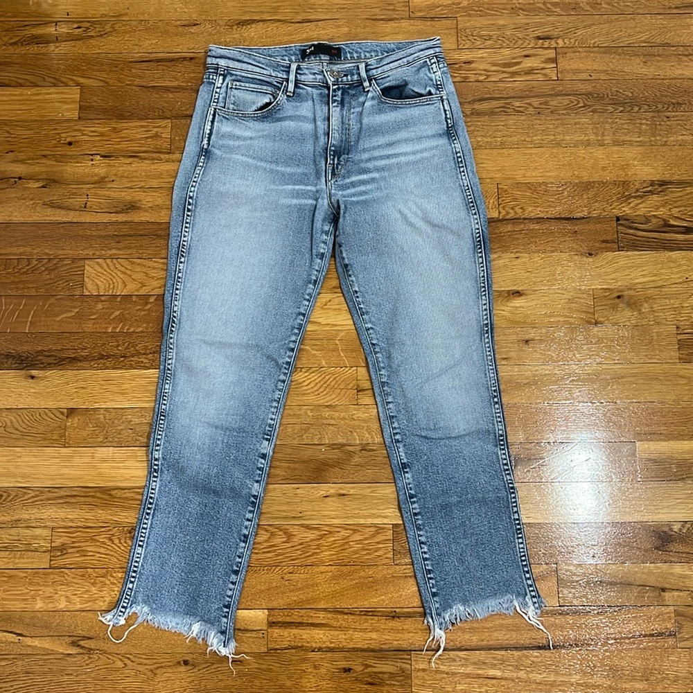 Cropped 3x1 jeans size 27 with distressed hem